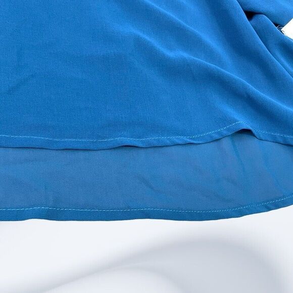 Joe Fresh Womens NWT Blue Lined Sheer Long Sleeve Fadeout Pleat Top Size XL - Picture 7 of 10